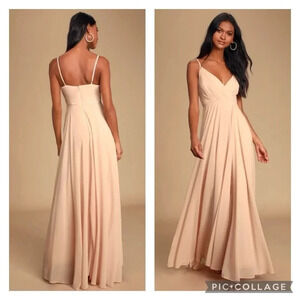 Lulus All About Love Blush Pink Full Length Formal Prom Wedding Dress Size XS
